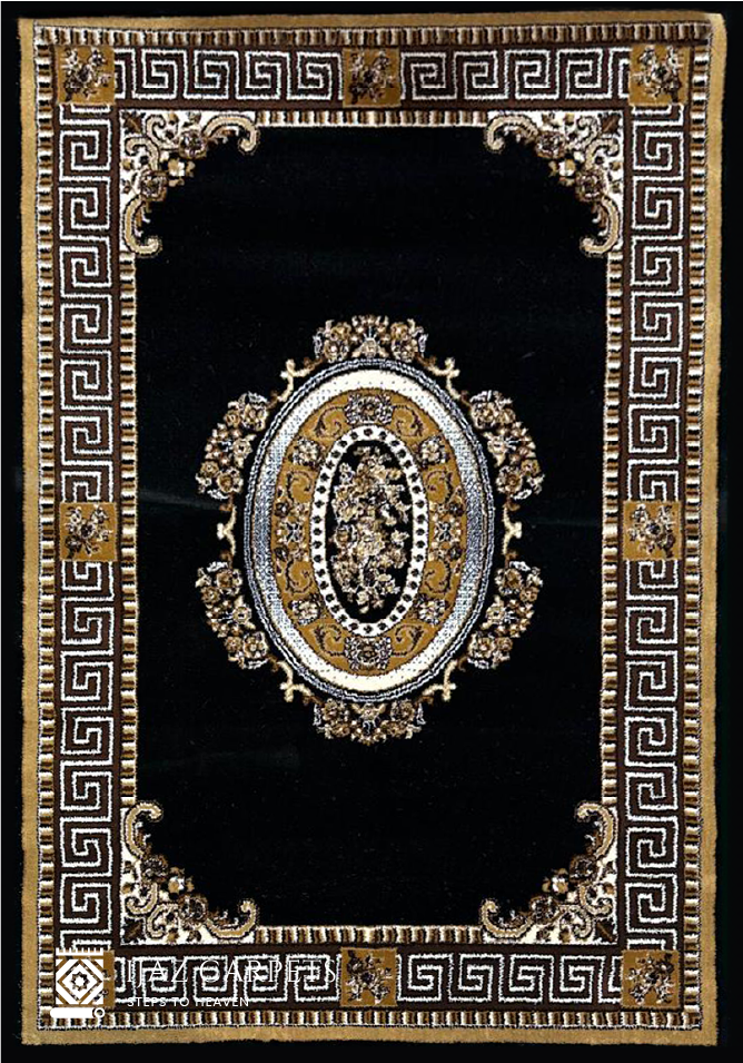 Traditional Black Persian-Style Rug | Size: 4ft width x 5.5ft length (120cm x 170cm) | Article #P46BLK-3