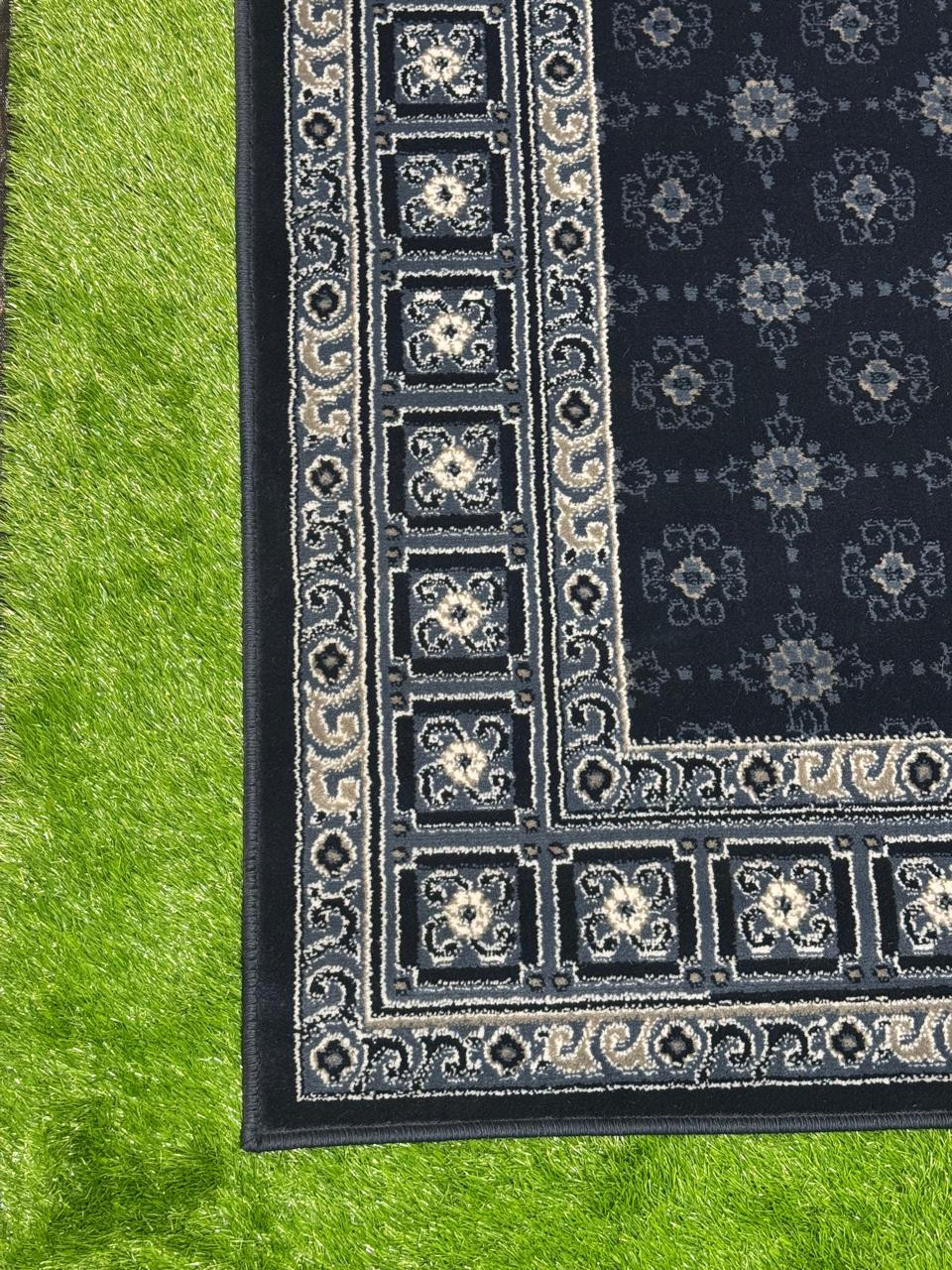 Vintage Jute Floral Medallion Rug | Size: 5ft width x 7.5ft length (150cm x 225cm) | Article #P58BLU-9