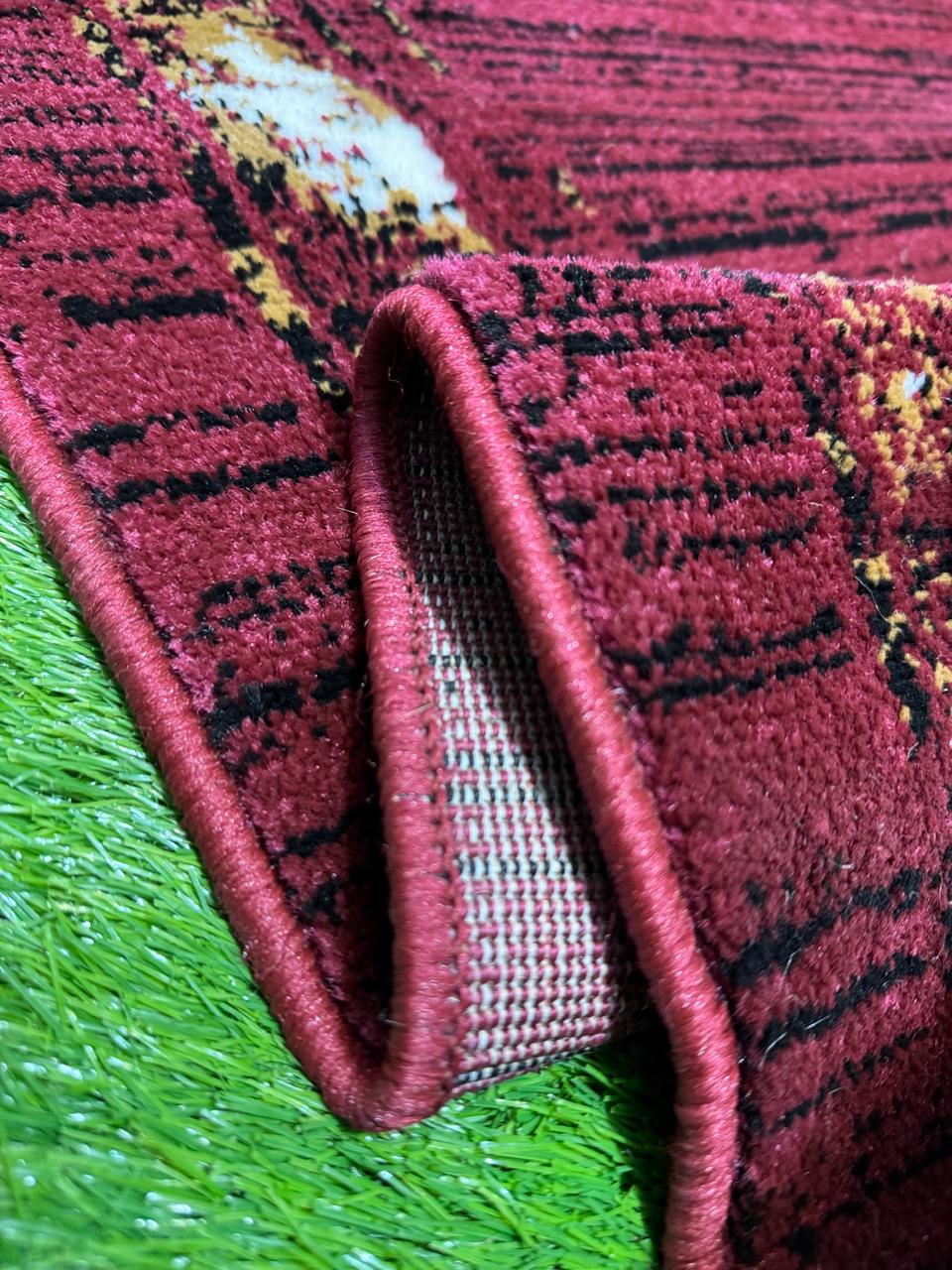 Red Textured Pattern Rug | Size: 3ft width x 5ft length (100cm x 150cm) | Article #M35RED-3