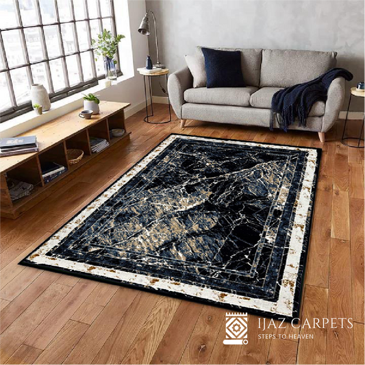 Modern Rustic Jute Rug | Size: 5ft width x 7.5ft length (150cm x 225cm) | Article #M58BLU-15