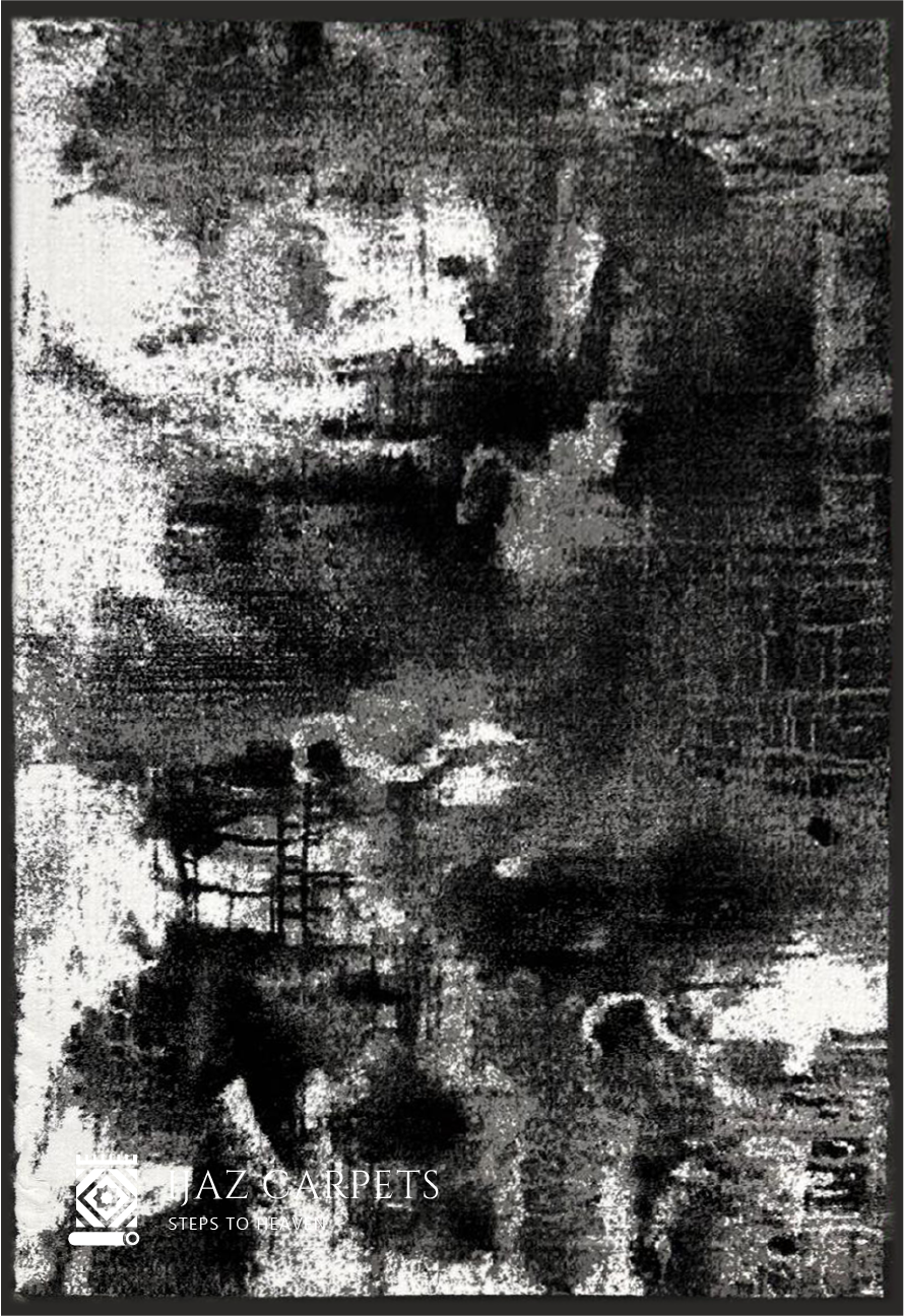 Abstract Jute Splatter Paint Rug | Size: 5ft width x 7.5ft length (150cm x 225cm) | Article #M58BLK-7