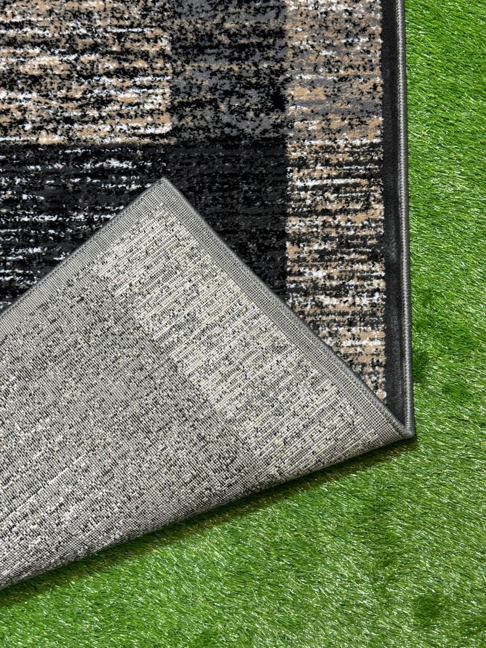 Abstract Box Pattern Rug | Size: 5ft width x 7.5ft length (150cm x 225cm) | Article #M58BLK-2