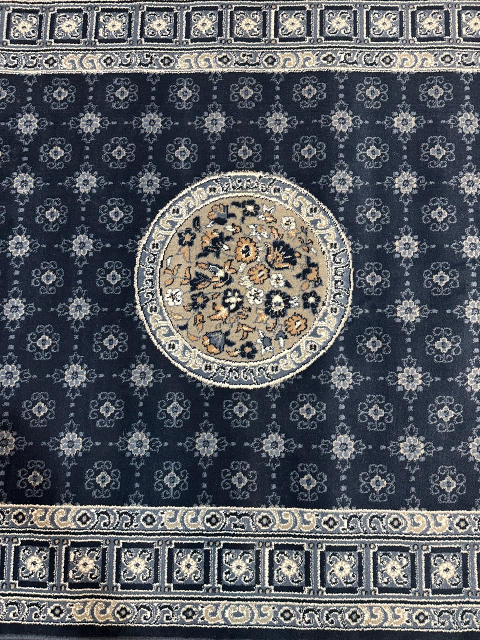 Vintage Jute Floral Medallion Rug | Size: 5ft width x 7.5ft length (150cm x 225cm) | Article #P58BLU-9