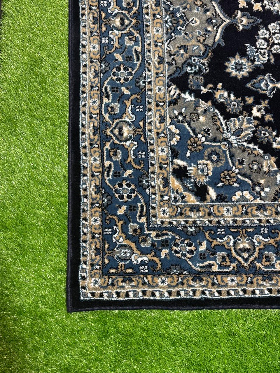 Timeless Polypropylene Floral Rug | Size: 5ft width x 7.5ft length (150cm x 225cm) | Article #P58BLK-14