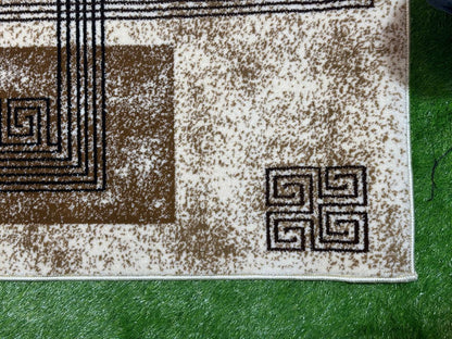 Contemporary Jute Geometrical Rug | Size: 5ft width x 7.5ft length (150cm x 225cm) | Article #M58WHT-1