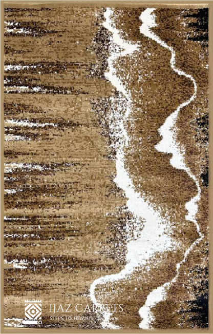 Brown Waves Abstract Rug | Size: 3ft width x 5ft length (100cm x 150cm) | Article #M35CRM-3