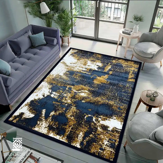 Modern Polypropelene Rug | Size: 5ft width x 7.5ft length (150cm x 225cm) | Article #M58BLU-31