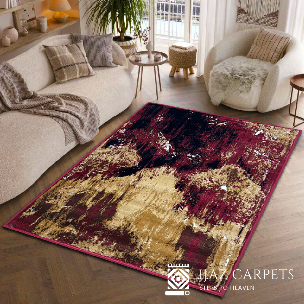 Modern Channel Abstract Design Rug | Size: 4ft width x 5.5ft length (120cm x 170cm) | Article #M46RED-2