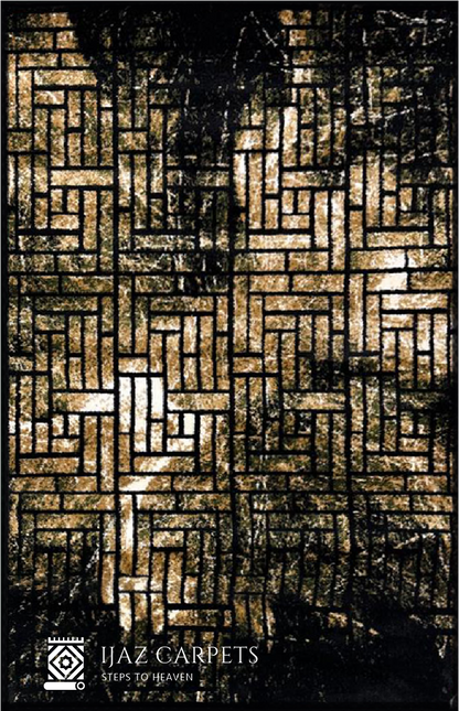 Abstract Geometric Design Rug | Size: 3ft width x 5ft length (100cm x 150cm) | Article #M35BLK-4