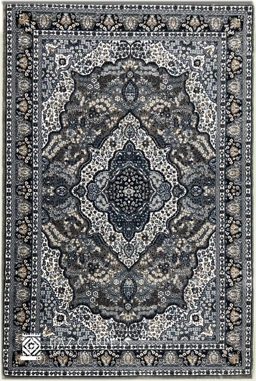 Antique Polypropylene Motif Rug | Size: 5ft width x 7.5ft length (150cm x 225cm) | Article #P58GRY-2