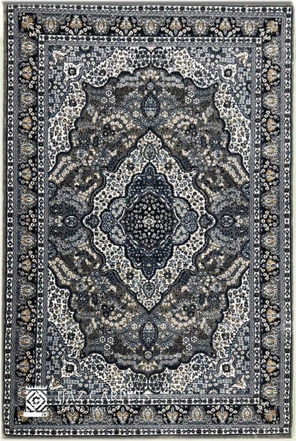 Antique Polypropylene Motif Rug | Size: 5ft width x 7.5ft length (150cm x 225cm) | Article #P58GRY-2