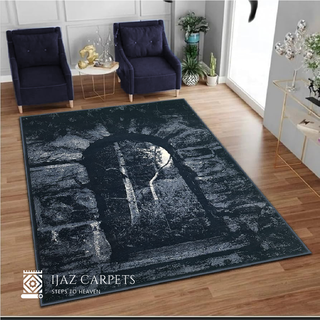 Forest Jute Rug | Size: 5ft width x 7.5ft length (150cm x 225cm) | Article #M58BLU-3