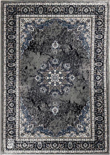 Classic Jute-Backed Traditional Rug | Size: 6.6ft width x 9.6ft length (200cm x 290cm) | Article #P710GRY-2