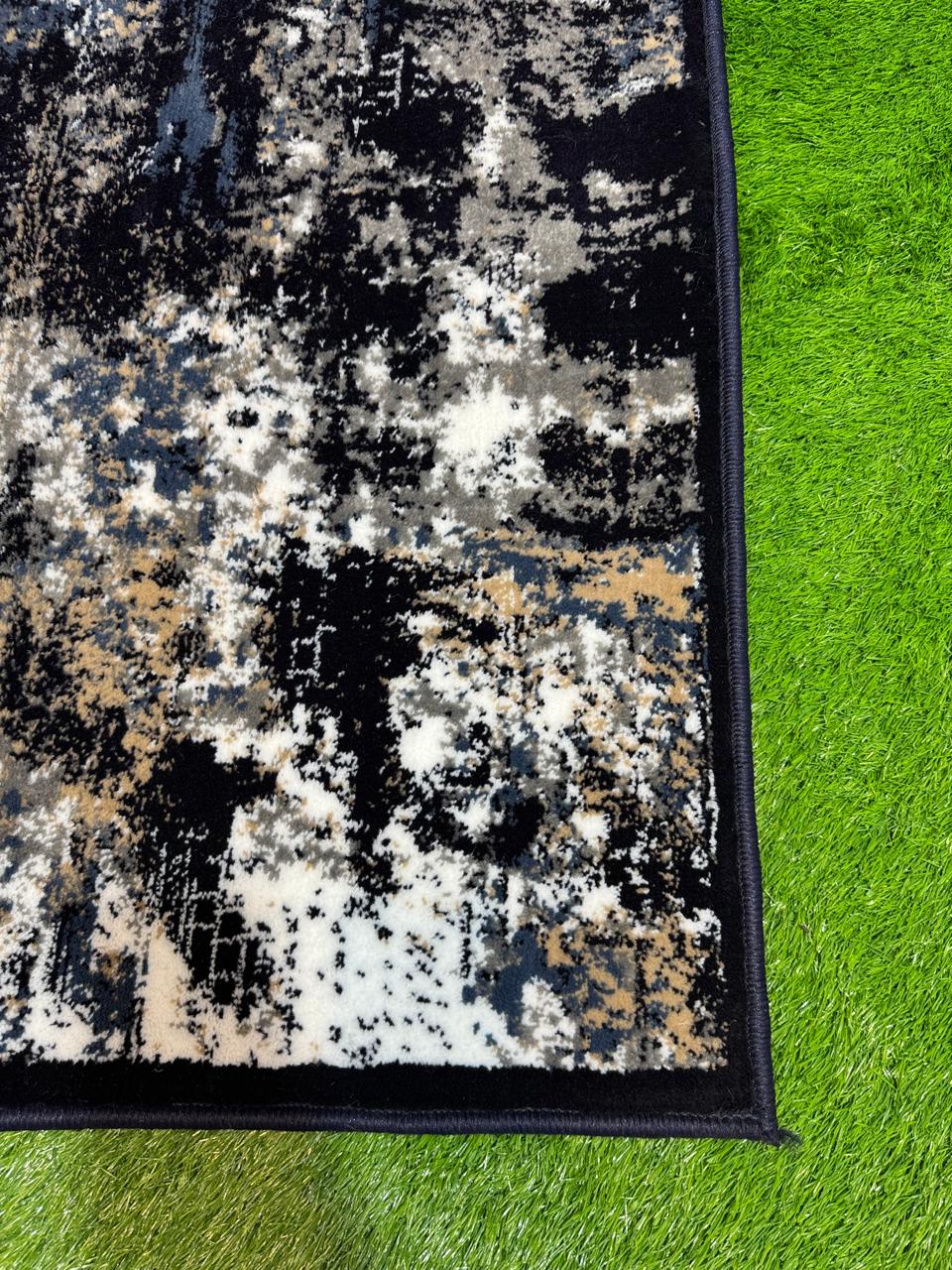 Modern Black Abstract Art Rug | Size: 4ft width x 5.5ft length (120cm x 170cm) | Article #M46BLK-2