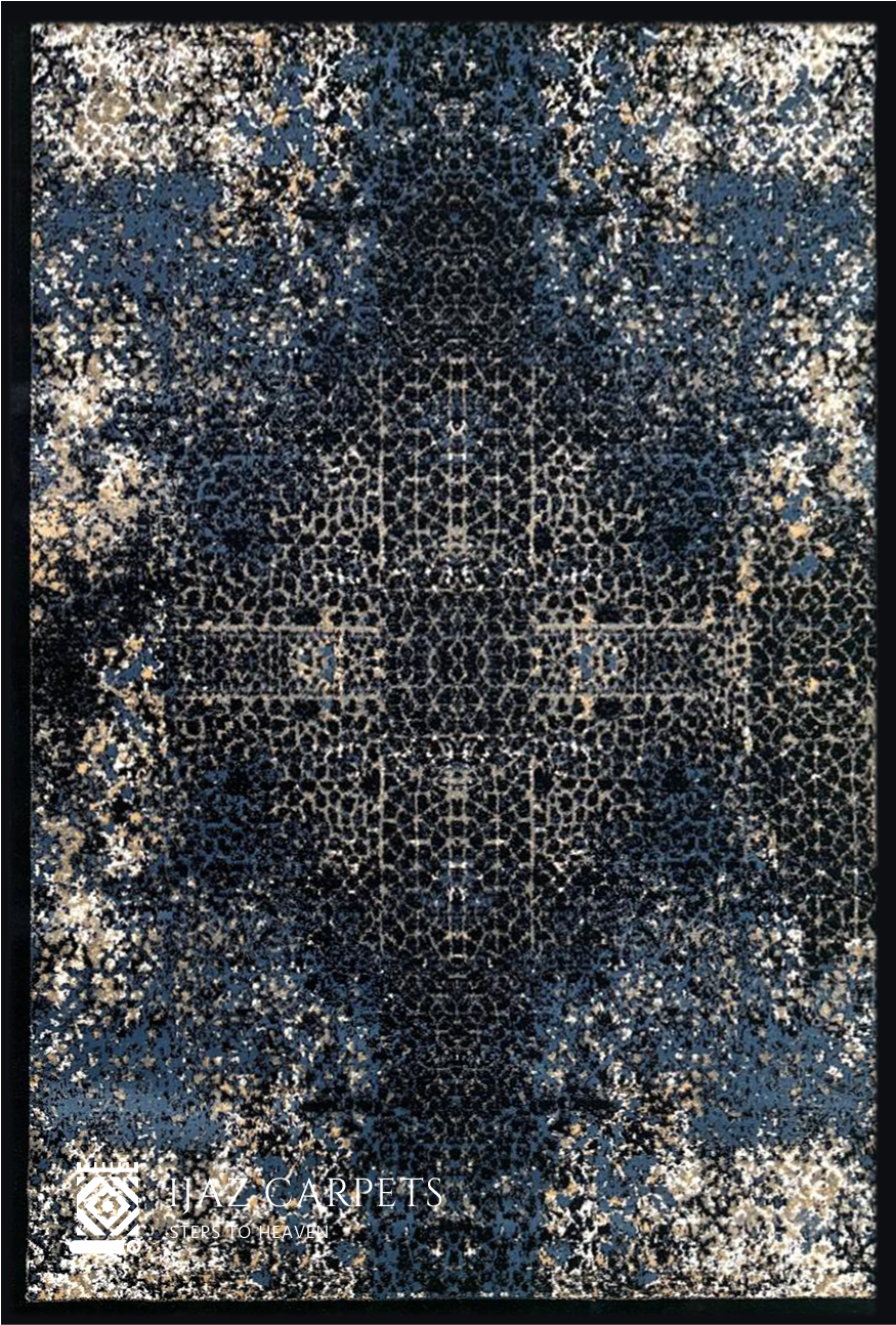 Gradient Polypropylene Ink Splash Rug | Size: 5ft width x 7.5ft length (150cm x 225cm) | Article #M58BLU-2