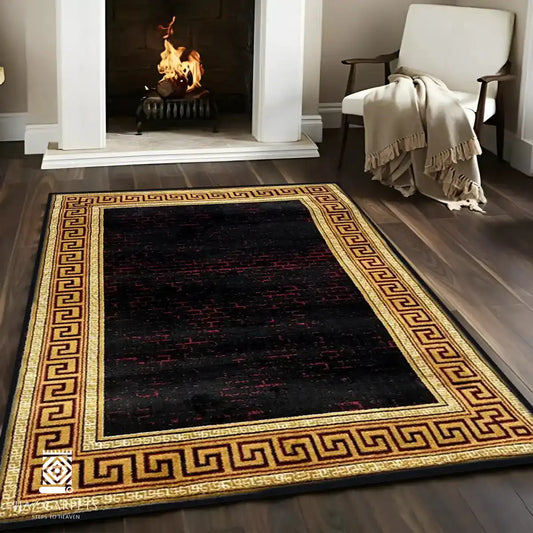 Modern Polypropelene Rug | Size: 5ft width x 7.5ft length (150cm x 225cm) | Article #M58BLK-17