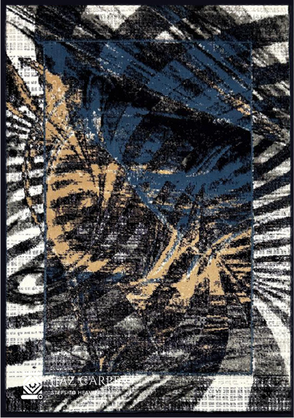 Modern Channel Abstract Design Rug | Size: 4ft width x 5.5ft length (120cm x 170cm) | Article #M46BLU-2