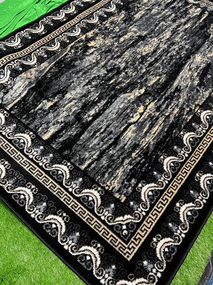 GeoFusion Jute Rug | Size: 5ft width x 7.5ft length (150cm x 225cm) | Article #P58BLK-6