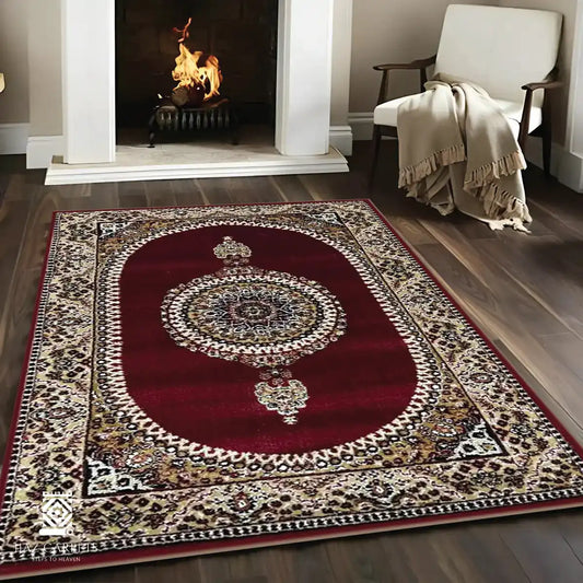 Modern Polypropelene Rug | Size: 3ft width x 5ft length (100cm x 150cm) | Article #M35RED-9