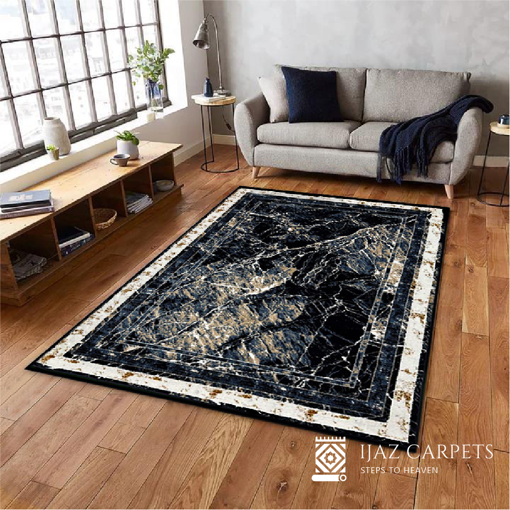 Modern Rustic Jute Rug | Size: 5ft width x 7.5ft length (150cm x 225cm) | Article #M58BLU-15