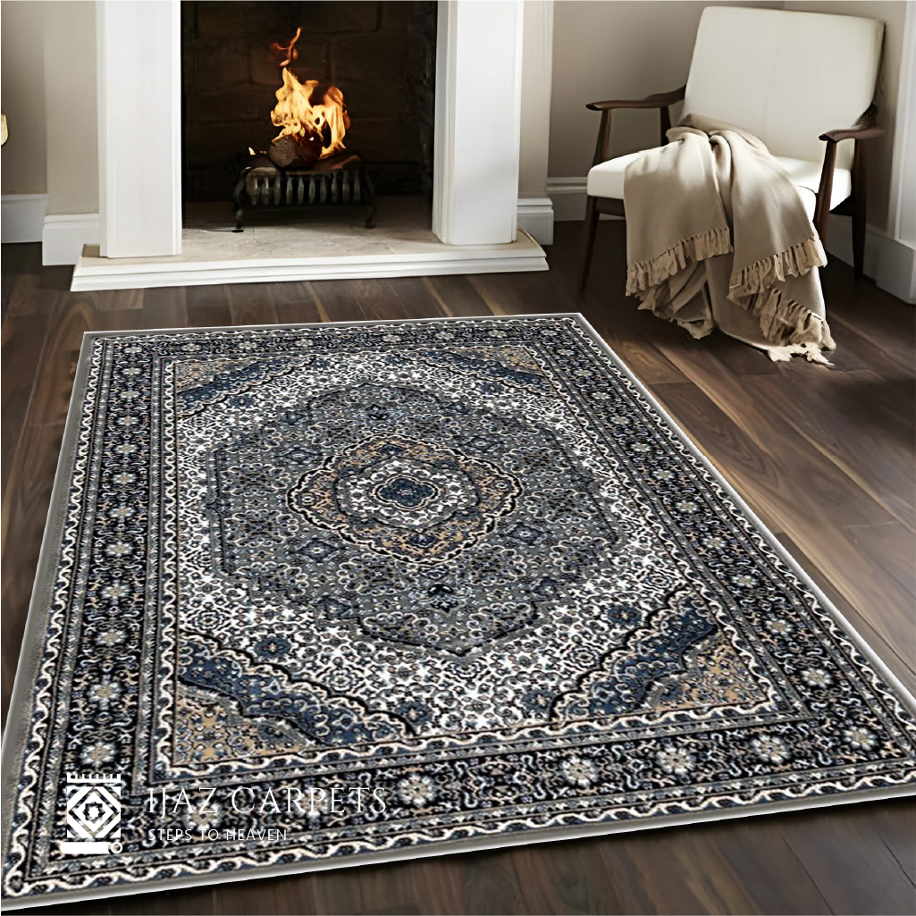 Heritage-Inspired Polypropylene Rug | Size: 5ft width x 7.5ft length (150cm x 225cm) | Article #P58GRY-5