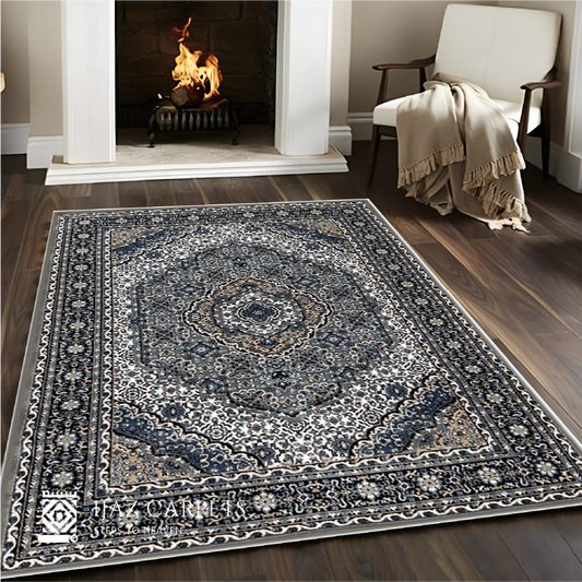 Heritage-Inspired Polypropylene Rug | Size: 5ft width x 7.5ft length (150cm x 225cm) | Article #P58GRY-5