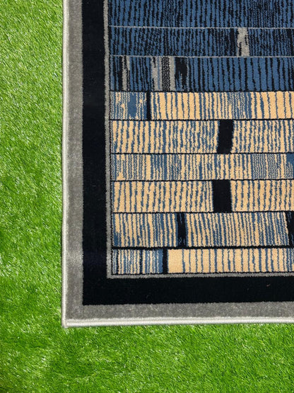 Linear Maze Jute Rug | Size: 5ft width x 7.5ft length (150cm x 225cm) | Article #M58BLU-6