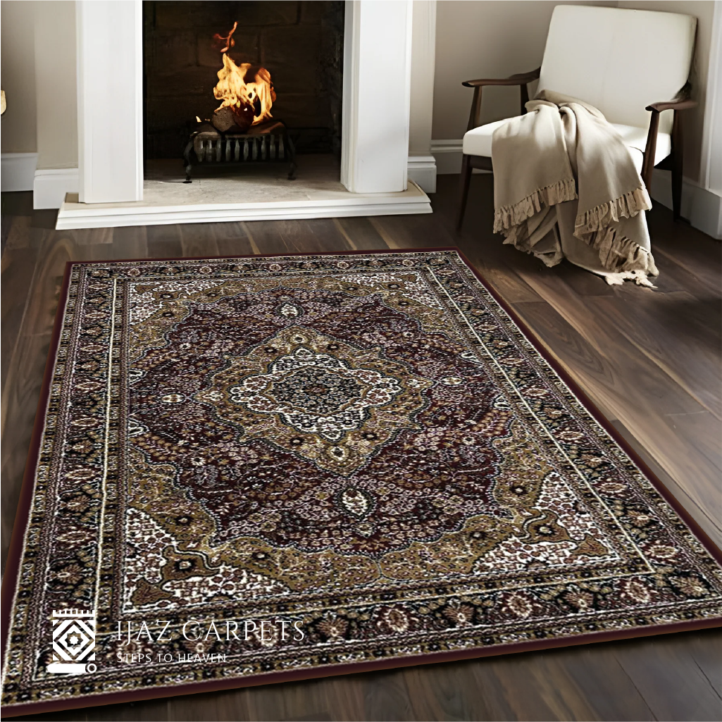 Classic Jute-Backed Traditional Rug | Size: 5ft width x 7.5ft length (150cm x 225cm) | Article #P58RED-16