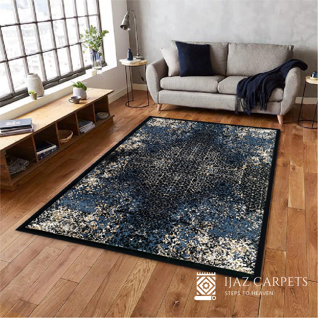 Gradient Polypropylene Ink Splash Rug | Size: 5ft width x 7.5ft length (150cm x 225cm) | Article #M58BLU-2