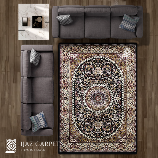 Heritage Classic Rug | Size: 3ft width x 5ft length (100cm x 150cm) | Article #P35BLK-5