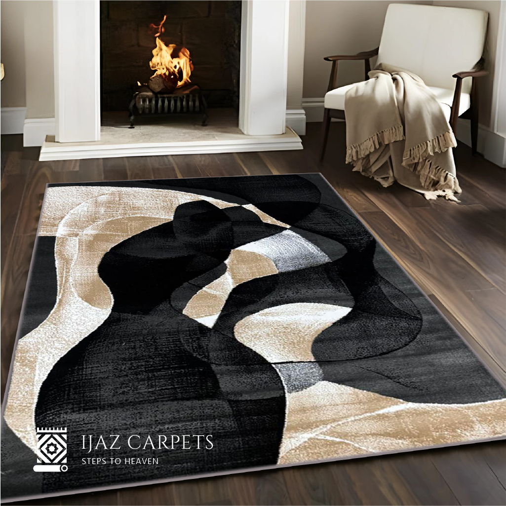 Artistic Splash Pattern Rug | Size: 5ft width x 7.5ft length (150cm x 225cm) | Article #M58BLK-11