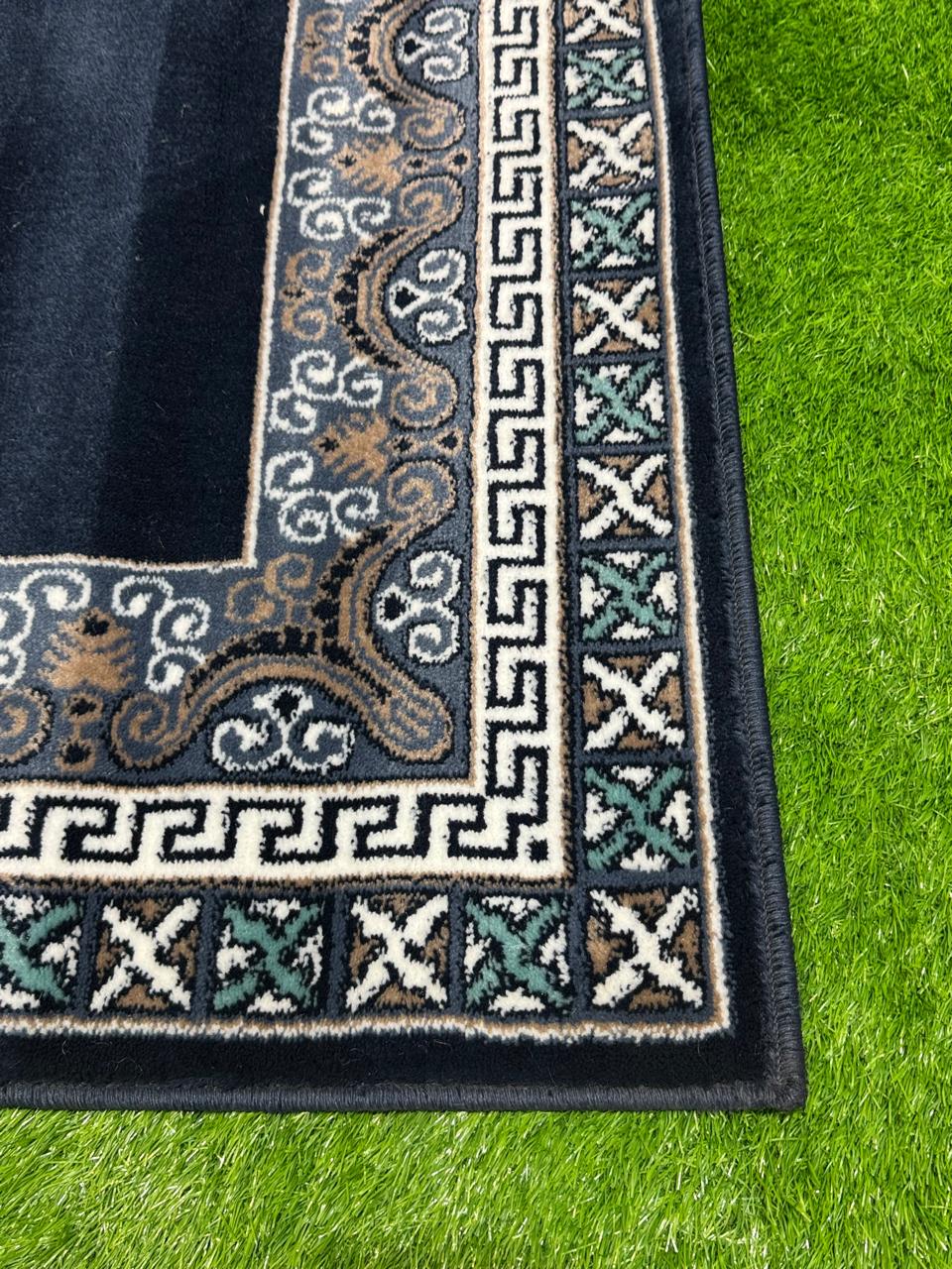 Versace-Inspired Jute Luxury Rug | Size: 3ft width x 5ft length (100cm x 150cm) | Article #M35BLU-1