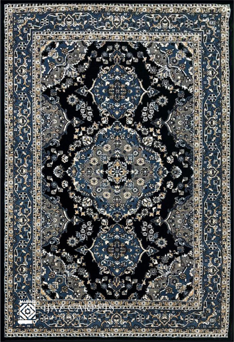 Timeless Polypropylene Floral Rug | Size: 5ft width x 7.5ft length (150cm x 225cm) | Article #P58BLK-14