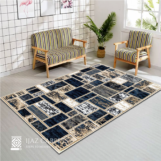 Abstract Box Pattern Rug | Size: 5ft width x 7.5ft length (150cm x 225cm) | Article #M58CRM-2