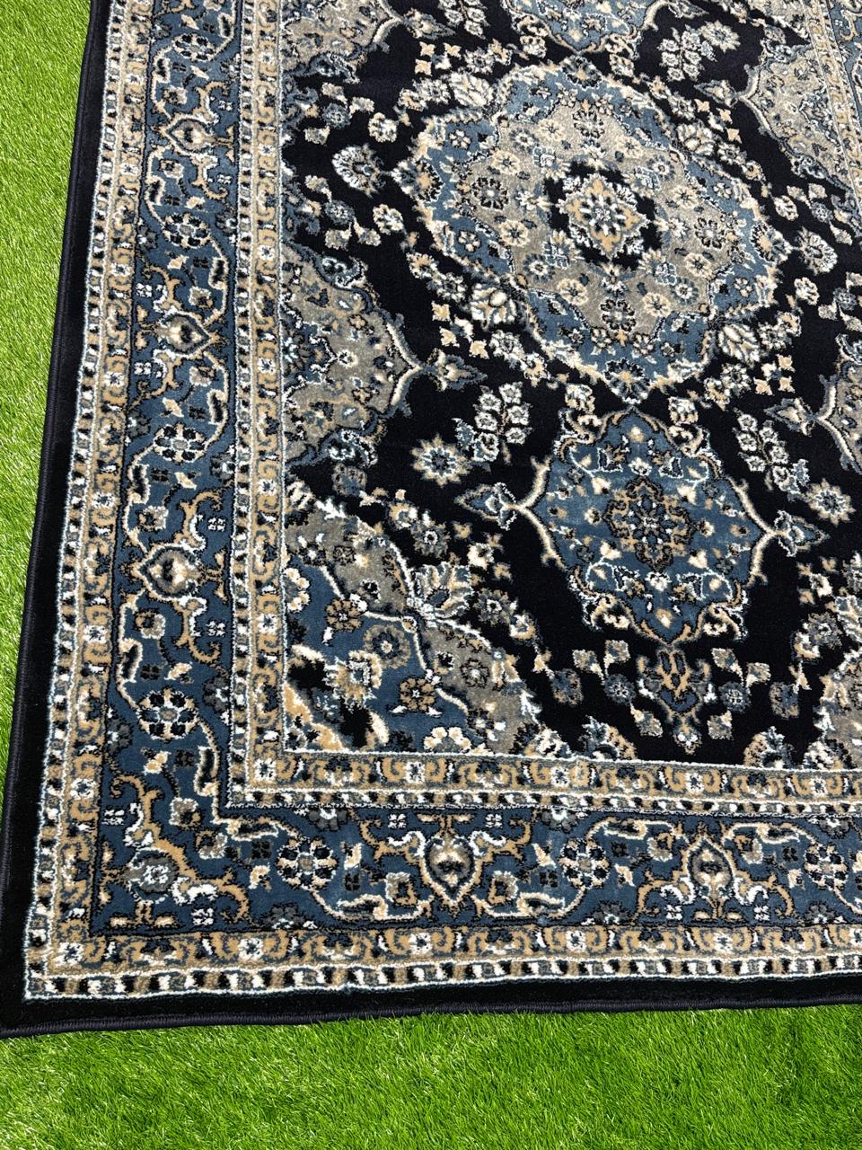 Timeless Polypropylene Floral Rug | Size: 5ft width x 7.5ft length (150cm x 225cm) | Article #P58BLK-14