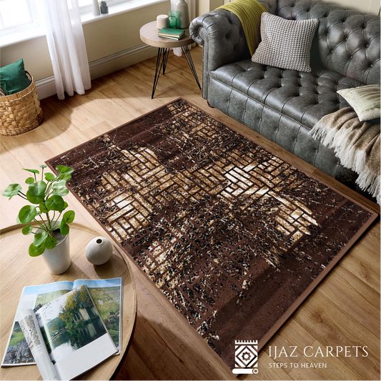 Textured Brown Geometric Rug | Size: 3ft width x 5ft length (100cm x 150cm) | Article #M35CRM-5