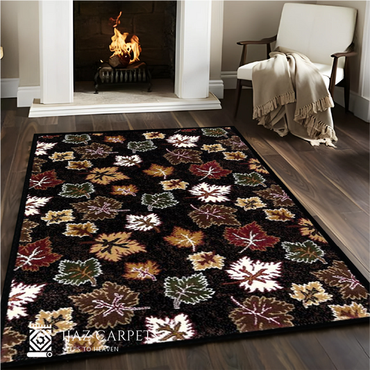 Elegant Floral Motif Rug | Size: 3ft width x 5ft length (100cm x 150cm) | Article #M35BLK-6