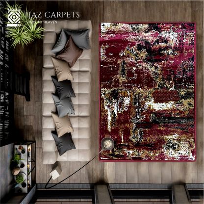 Modern Channel Abstract Design Rug | Size: 4ft width x 5.5ft length (120cm x 170cm) | Article #M46RED-4