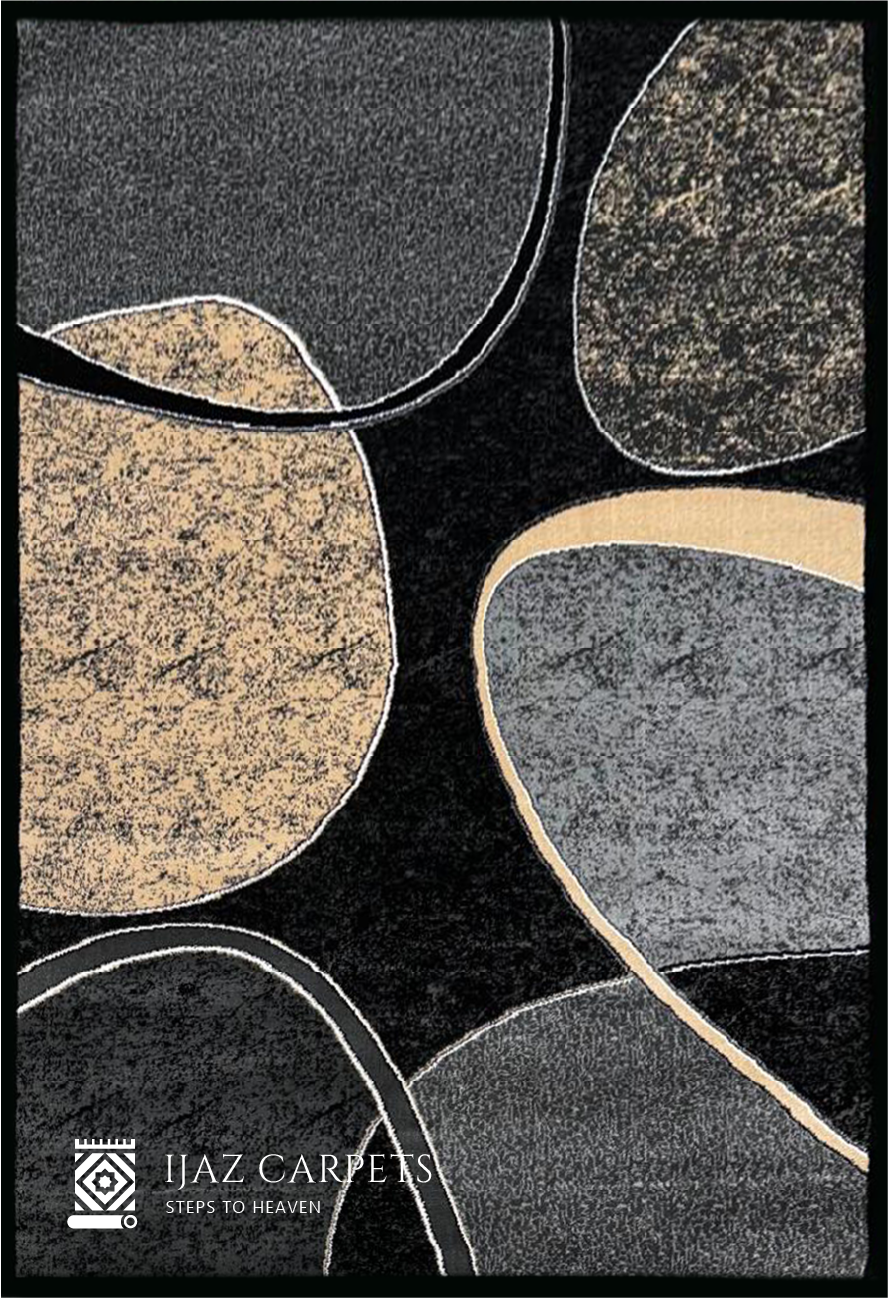 Contemporary Jute Geometrical Rug | Size: 5ft width x 7.5ft length (150cm x 225cm) | Article #M58BLK-8