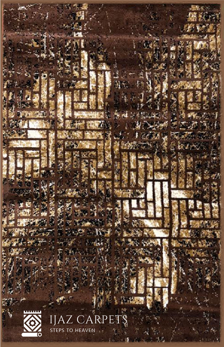 Textured Brown Geometric Rug | Size: 3ft width x 5ft length (100cm x 150cm) | Article #M35CRM-5