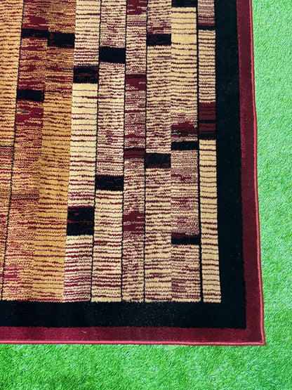 Linear Maze Jute Rug | Size: 5ft width x 7.5ft length (150cm x 225cm) | Article #M58RED-3