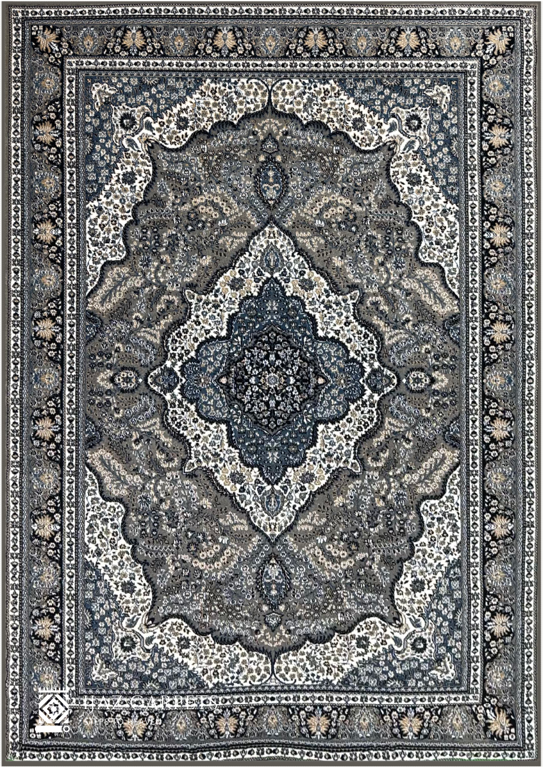 Classic Jute-Backed Traditional Rug | Size: 6.6ft width x 9.6ft length (200cm x 290cm) | Article #P710GRY-1