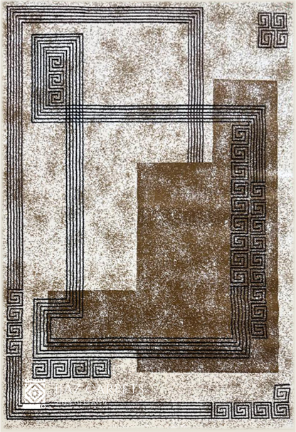 Contemporary Jute Geometrical Rug | Size: 5ft width x 7.5ft length (150cm x 225cm) | Article #M58WHT-1