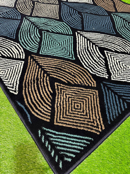 Dynamic Shape Abstract Rug | Size: 4ft width x 5.5ft length (120cm x 170cm) | Article #M46BLU-6