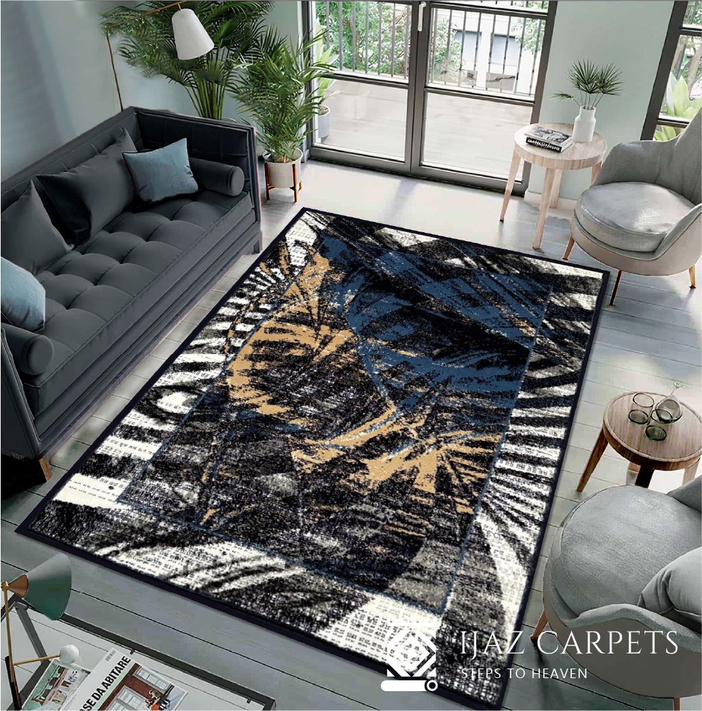 Modern Channel Abstract Design Rug | Size: 4ft width x 5.5ft length (120cm x 170cm) | Article #M46BLU-2