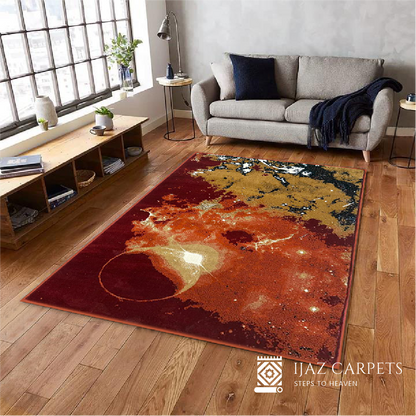 Aurora Swirl Pattern Rug | Size: 5ft width x 7.5ft length (150cm x 225cm) | Article #M58RED-1