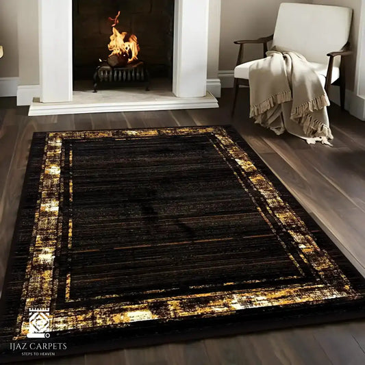 Modern Polypropelene Rug | Size: 5ft width x 7.5ft length (150cm x 225cm) | Article #M58BLK-15