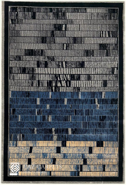 Linear Maze Jute Rug | Size: 5ft width x 7.5ft length (150cm x 225cm) | Article #M58BLU-6