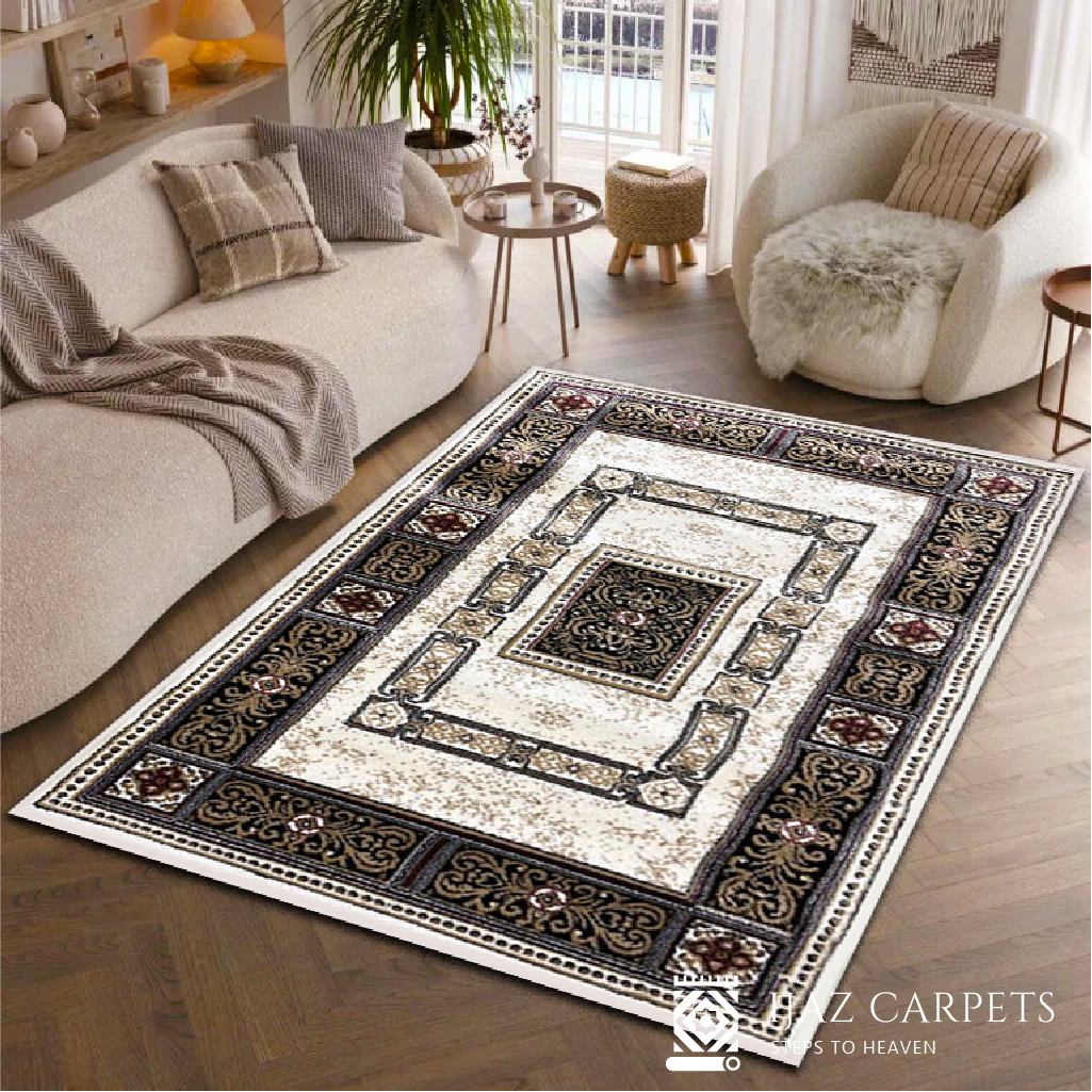 Elegant White Traditional Pattern Rug | Size: 3ft width x 5ft length (100cm x 150cm) | Article #P35WHT-1