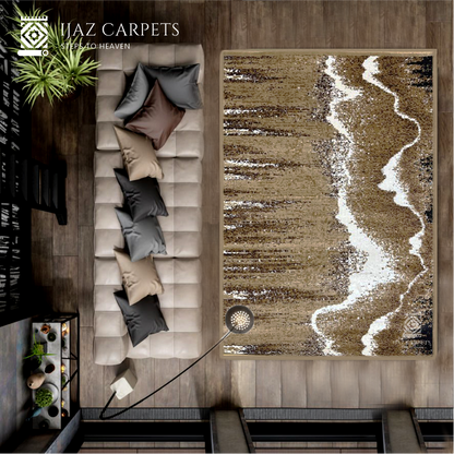 Brown Waves Abstract Rug | Size: 3ft width x 5ft length (100cm x 150cm) | Article #M35CRM-3